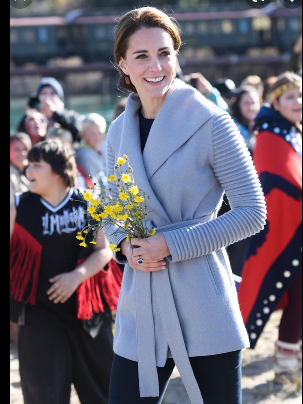 SENTALER Superfine Alpaca Wrap “Kate” Coat with Ribbed Sleeves in “Gull Grey”